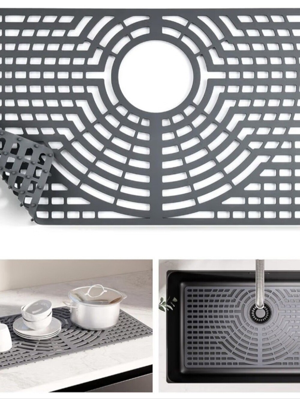 Silicone Sink Protector for Kitchen Sink, 28"x15" Rear Drain Scratch protection.